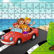 Güven Serigrafi Tatile Giden Çocuklar 108 Parça Ahşap Çocuk Puzzle Yapboz