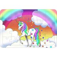 Güven Serigrafi Unicorn 2 24 Parça Ahşap Çerçeveli Puzzle Yapboz