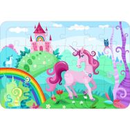Güven Serigrafi Unicorn 9 24 Parça Ahşap Çerçeveli Puzzle Yapboz