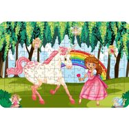 Güven Serigrafi Unicorn ve Prenses 108 Parça Ahşap Çocuk Puzzle Yapboz