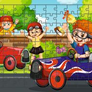Güven Serigrafi Yarışcı Çocuklar 108 Parça Ahşap Çocuk Puzzle Yapboz