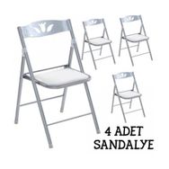 Güzelkan Madeni Eşya 1055 Katlanır Beyaz 4 Adet Mutfak Sandalyesi