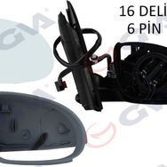 Gva VM-197EHPR Golf 03 Elektrikli Isıtmalı Sinyalli Astarlı Konveks 6 Fiş Sağ Dış Dikiz Aynası