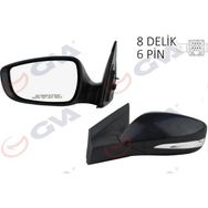 Gva VM - 6451NEHL Blue 12 Elektrikli Isıtmalı Sinyalli Siyah Kapak Düz Cam 6 Fiş Sol Dış Dikiz Aynası