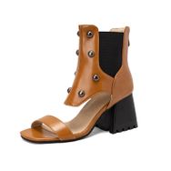Gzhmman High Heels Kare Uçlu Brown Burnu Açık Topuklu Kadın Sandalet
