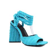 Gzhmman High Heels Strappy Burnu Açık Blue Kadın Tıknaz Topuklu Ayakkabı