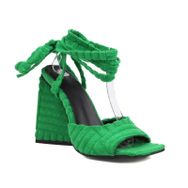 Gzhmman High Heels Strappy Burnu Açık Green Kadın Tıknaz Topuklu Ayakkabı