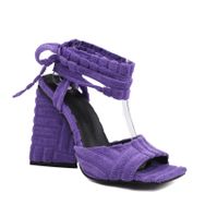 Gzhmman High Heels Strappy Burnu Açık Purple Kadın Tıknaz Topuklu Ayakkabı