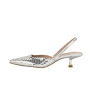 Gzhmman High Heels Topuktan Bağlamalı Sivri Burun Silver Kadın Sandalet