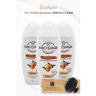 Hacı Şakir 3x500 ml Badem 2si 1 Arada Şampuan ve Siyah Şampuan Fırçası