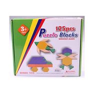 Hamaha Wooden Toys 125 Parça Ahşap Eğitici Tangram Puzzle Blok Seti