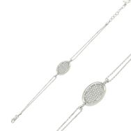 Harem Altın BR0460299 Oval Beyaz Taşlı Gümüş Kadın Bileklik