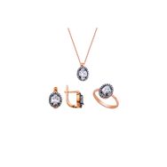 Harem Altın GMS151 Oval Pırlanta Montür Gümüş Set
