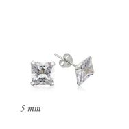 Harem Altın Gümüş Kare Tek Taş Zirkon - 5 mm Küpe