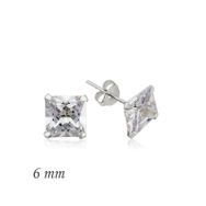 Harem Altın Gümüş Kare Tek Taş Zirkon - 6 mm. Küpe