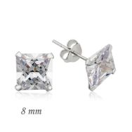 Harem Altın Gümüş Kare Tek Taş Zirkon - 8 mm Küpe