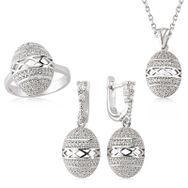 Harem Altın Gümüş Zirkon Taşlı Oval Kadın Set