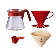 Hario V60 02 Kahve Demleme Seti Kırmızı