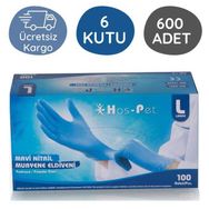 Has-Pet Nitril Mavi L 6 Kutu 100 Adet Muayene Eldiveni
