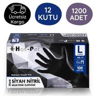 Has-Pet Siyah 12 Kutu 100 Adet L Nitril Muayene Eldiveni