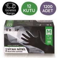Has-Pet Siyah 12 Kutu 100 Adet M Nitril Muayene Eldiveni