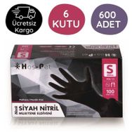 Has-Pet Siyah 6 Kutu 100 Adet S Nitril Muayene Eldiveni