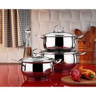 Hascevher 6 Parça Cam Kapaklı-Çelik Kulplu Kumsal Çelik Tencere Seti
