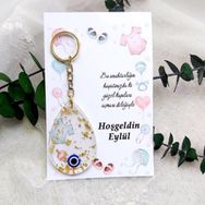 Hayaller Dükkanı 25 Adet Kağıt Üzeri Kız Bebek Şekeri Damla Modeli Epoksi Anahtarlık