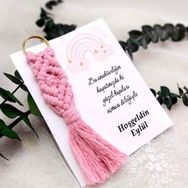 Hayaller Dükkanı 25 Adet Kağıt Üzeri Kız Bebek Yenidoğan Hediyelik Makrome Anahtarlık