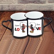 Hayaller Dükkanı Mickey Minnie Sevgililer Günü lik Ikili Kalp Kulplu Siyah Sihirli Kupa