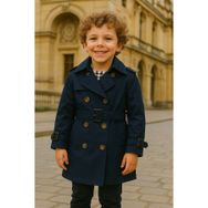 HC Kids Wear Erkek Çocuk Içi Pamuk Astarlı Su Itici Lacivert Yağmurluk Trençkot
