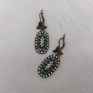 Hdmarketim Otantik Osmanlı Motifli Swarovski Taşlı Işıltılı Hürrem Sultan Eskitme Modern Yeşil Renk Küpe