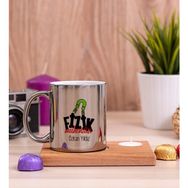 Hediye Dükkanı Fizik Mühendisi Ahşap Altlıklı Mumlu Silver Kupa Bardak