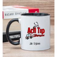 Hediye Dükkanı Kişiye Özel Acil Tıp Teknisyeni Siyah Kupa Bardak