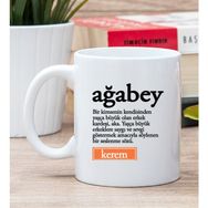 Hediye Dükkanı Kişiye Özel Ağabey Kelimesi için Anlam Baskılı Beyaz Kupa Bardak