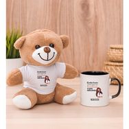 Hediye Dükkanı Kişiye Özel Alışıkın Değilsindir Tasarım Esprili Siyah Kupa Bardak ve Peluş Ayıcık