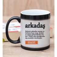 Hediye Dükkanı Kişiye Özel Arkadaş Kelimesi için Anlam Baskılı Sihirli Kupa Bardak