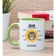 Hediye Dükkanı Kişiye Özel Aslan Burcuna Hediye Yeşil Kupa Bardak