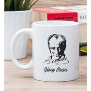 Hediye Dükkanı Kişiye Özel Atatürk Siluetli Beyaz Kupa Bardak