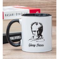 Hediye Dükkanı Kişiye Özel Atatürk Siluetli Siyah Kupa Bardak