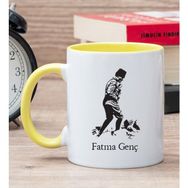 Hediye Dükkanı Kişiye Özel Atatürk Tasarımlı Sarı Kupa Bardak