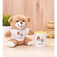 Hediye Dükkanı Kişiye Özel Az Önce Aşık Oldum Tasarım Esprili Sarı Kupa Bardak ve Peluş Ayıcık