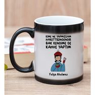Hediye Dükkanı Kişiye Özel Bak Kendime de Kahve Yaptım Baskılı Sihirli Kupa Bardak