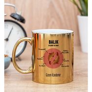 Hediye Dükkanı Kişiye Özel Balık Burcuna Gold Kupa Bardak