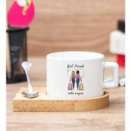 Hediye Dükkanı Kişiye Özel Best Friends Ahşap Altlıklı Fincan