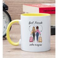 Hediye Dükkanı Kişiye Özel Best Friends Baskılı Sarı Kupa Bardak