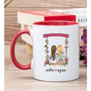 Hediye Dükkanı Kişiye Özel Best Friends Salıncak Tasarım Kırmızı Kupa