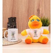 Hediye Dükkanı Kişiye Özel Biz Akıllanmayız Tasarım Esprili Beyaz Kupa Bardak ve Peluş Civciv