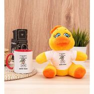 Hediye Dükkanı Kişiye Özel Biz Akıllanmayız Tasarım Esprili Kırmızı Kupa Bardak ve Peluş Civciv