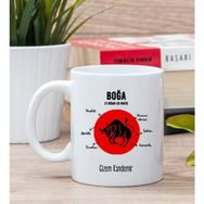 Hediye Dükkanı Kişiye Özel Boğa Burcuna Beyaz Kupa Bardak